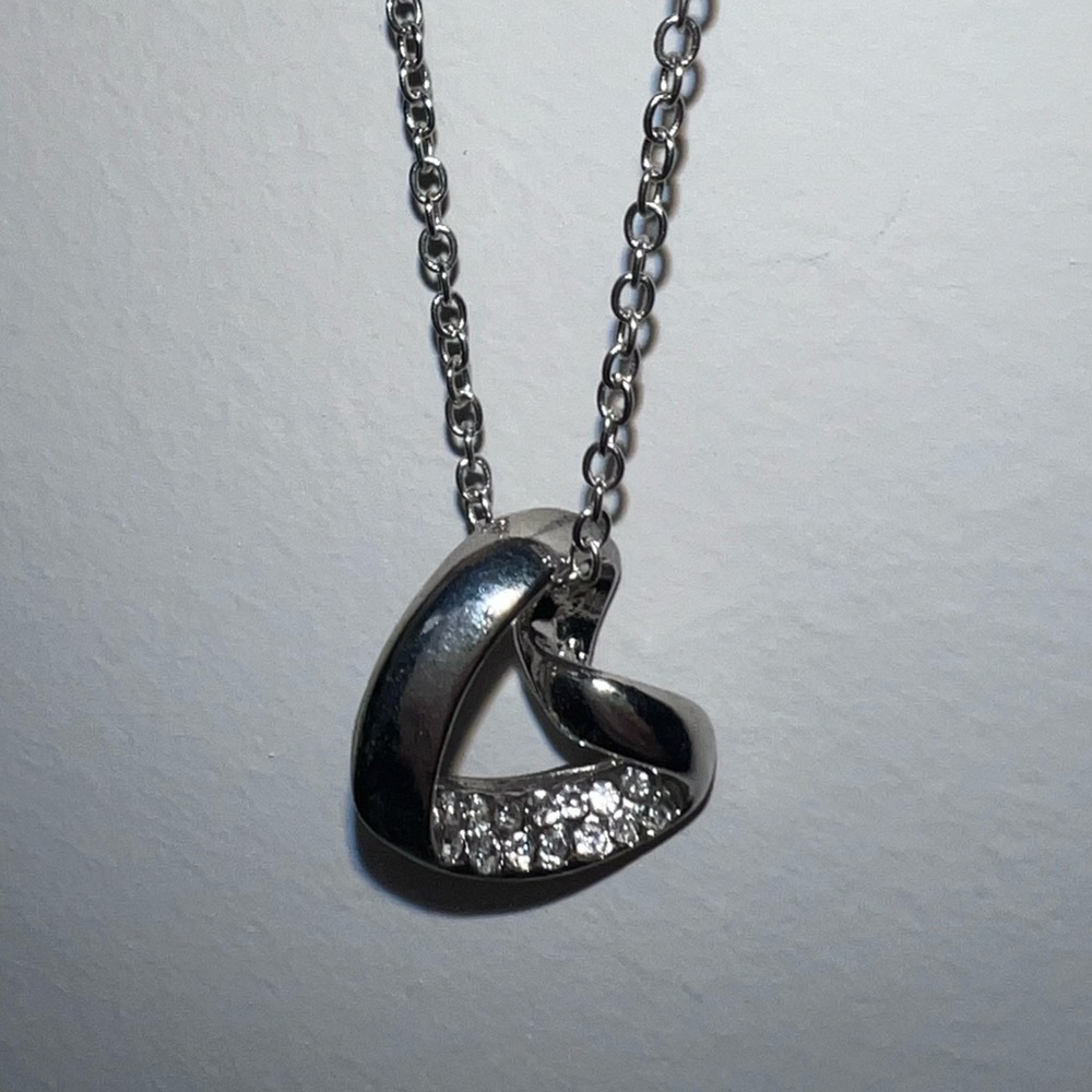 Silver Rhinestone Heart Shape Necklace
